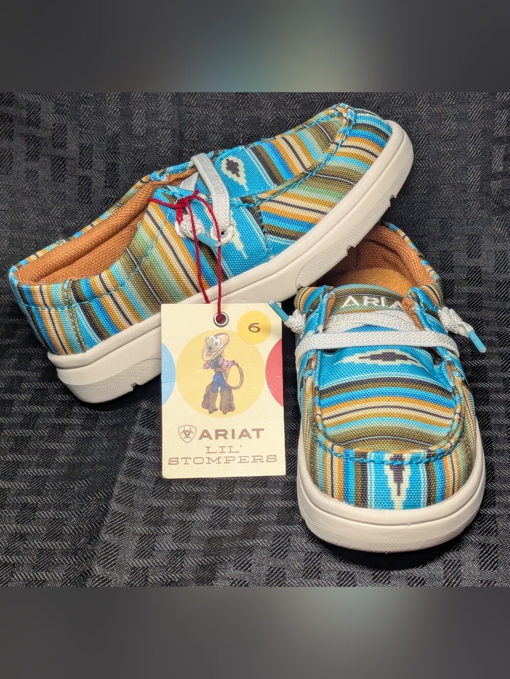 Turquoise & Olive Western Stripe Ariat Hilo Slip-Ons.